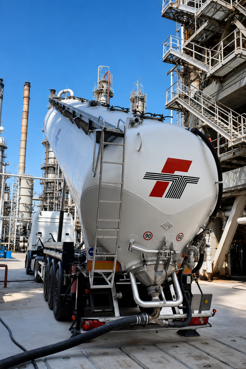 Four Trans silo tanker operating at an industrial facility